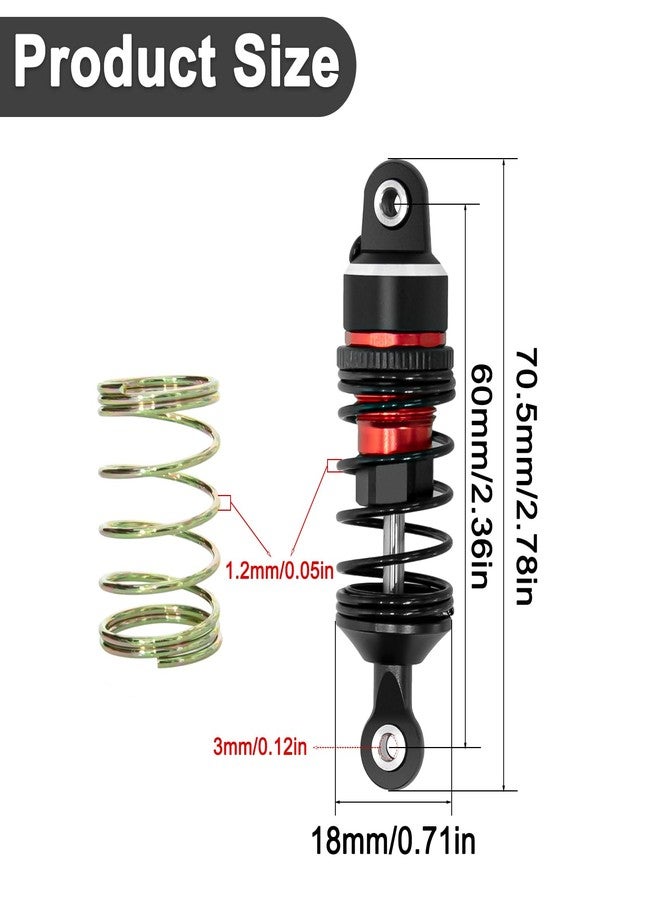 LRFHL Aluminum RC Shock Absorber Front Rear Adjustable Springs Shock Damper Upgrade Part for Traxxas 1/16 Mini Slash BL-2S 4x4 Short Course Truck 108164-1 (4PCS, Red) - Image 2